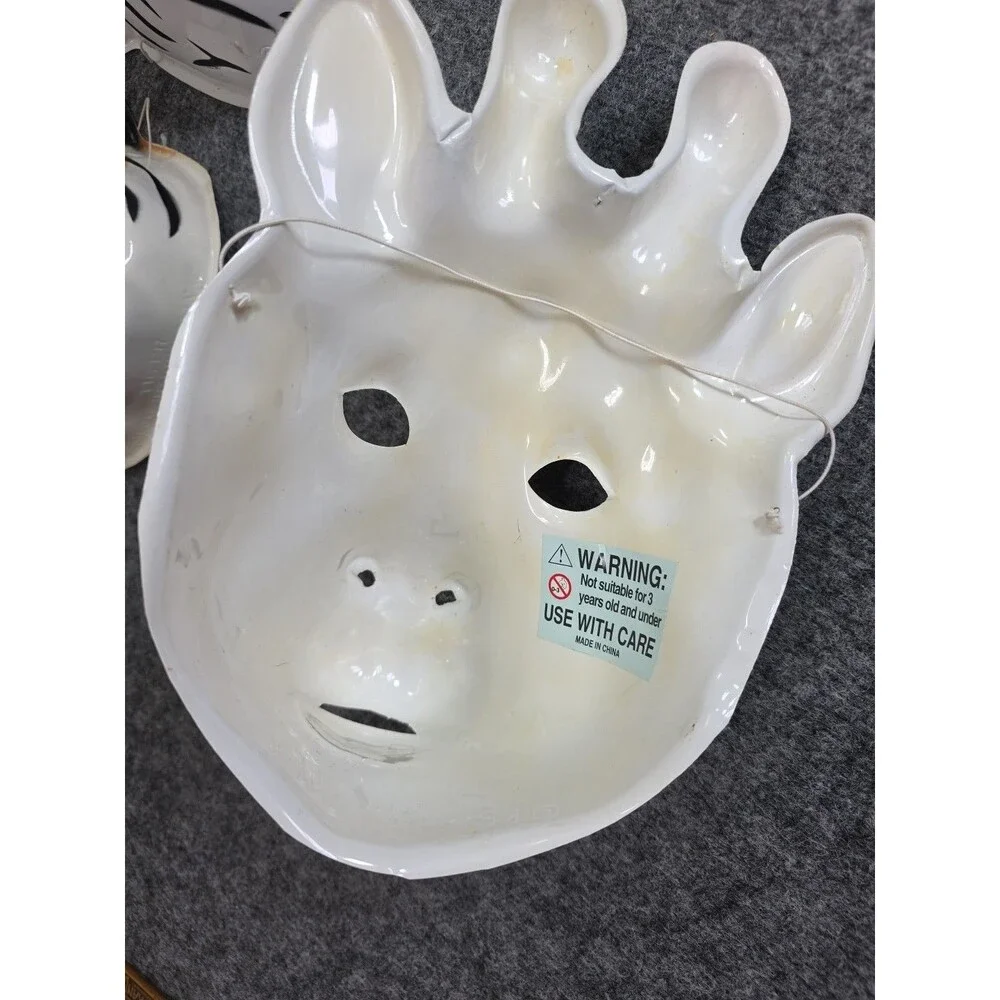 Vtg Mask Head Halloween K&M International Giraffe Zebra Tiger Vintage 94 Plastic